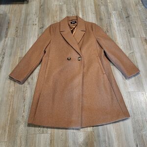 DKNY Faux Wool Notched Lapel Long Dress Coat Womens Size XL